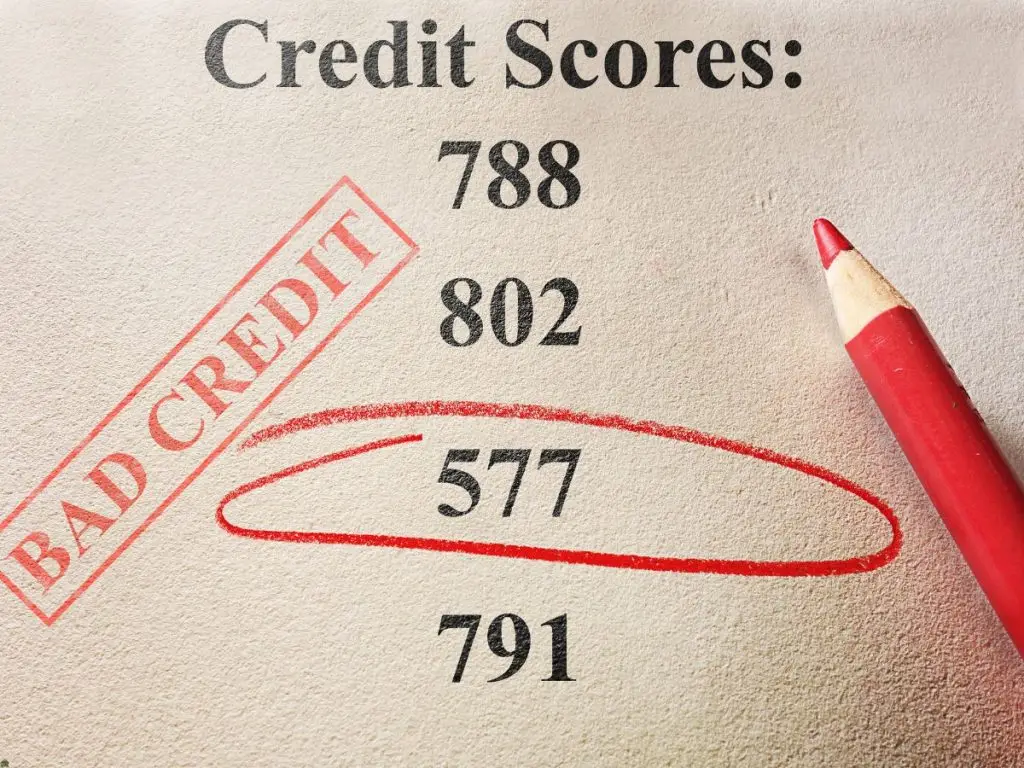 the number 577 reflects a poor credit score